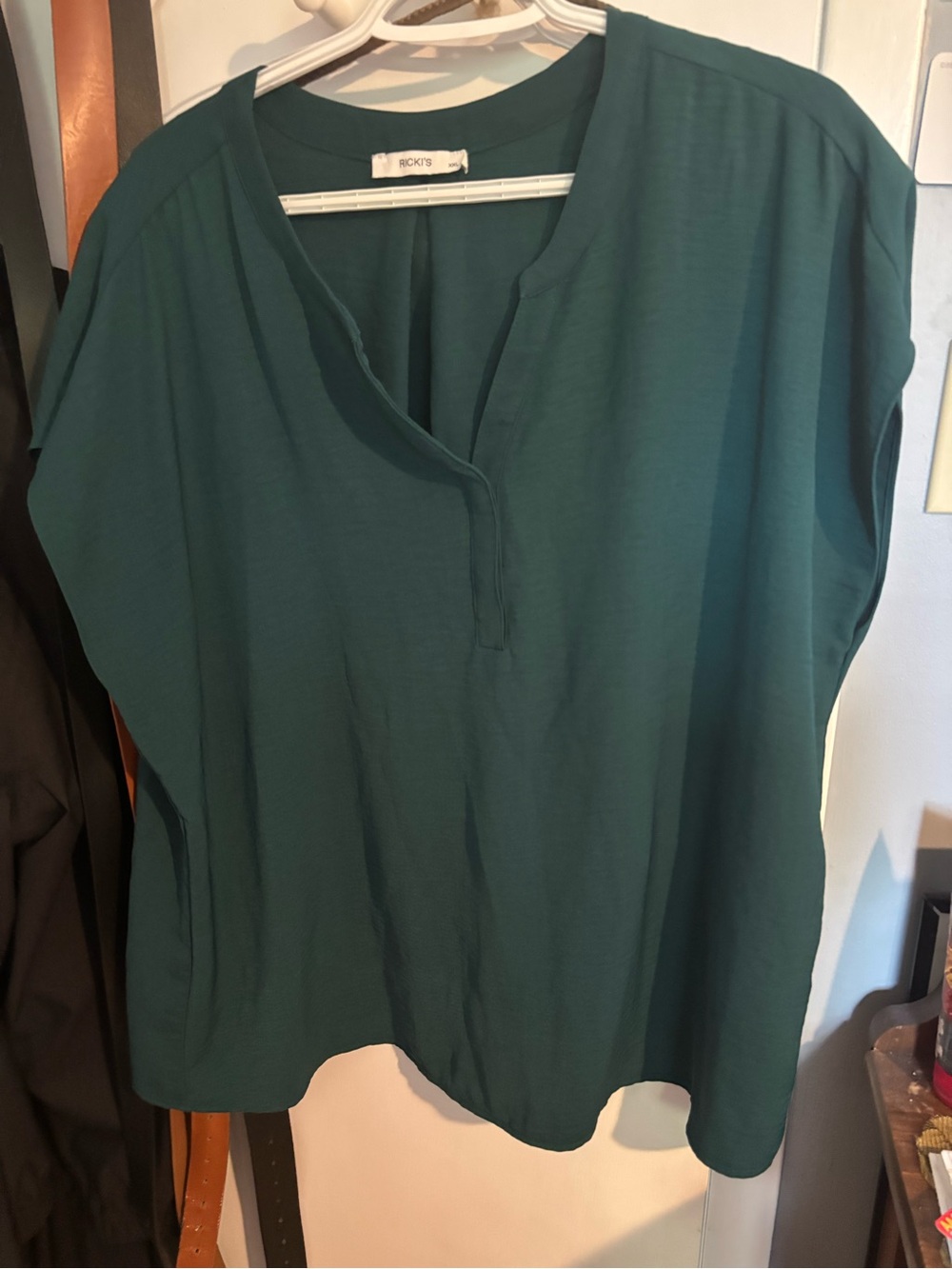 Ricki's green Short-Sleeve Blouse - Relaxed V-Neck